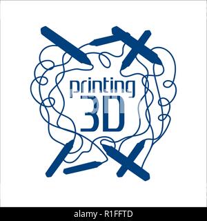 Il logo del vettore la stampa 3D e 3D delle penne Illustrazione Vettoriale