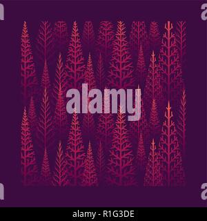 Vector foresta di pini illustrazione. Abstract vector pattern. Illustrazione Vettoriale