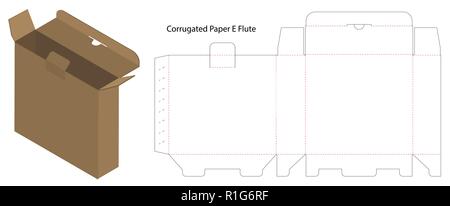 Carta ondulata scatola fustellata con 3d mock up Illustrazione Vettoriale