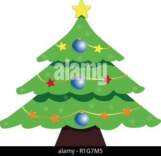 Albero di Natale icona simbolo di Design. Illustrazione Vettoriale di green tree silhouette isolati su sfondo bianco. Forma semplice stile. Design piatto. Può essere Illustrazione Vettoriale