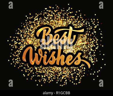I migliori auguri - scritte a mano l iscrizione alla vacanza invernale, design in bianco e nero la calligrafia di inchiostro Illustrazione Vettoriale