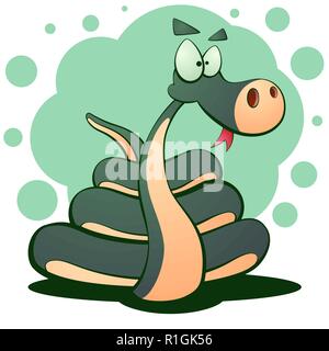 Carino snake divertente fumetto illustrazione. Illustrazione Vettoriale