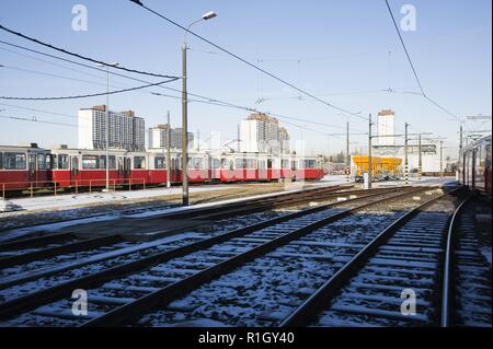 Wien, U6, Abschiedsfahrt der Hochflurzüge, Abstellanlage Rösslergasse Foto Stock