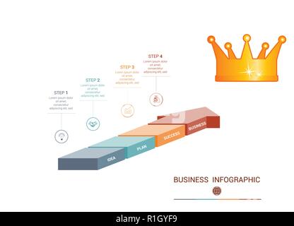 Infographics da 4 pezzi frecce colorate. Illustrazione Vettoriale