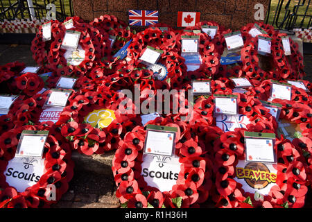 Ricordo Domenica, War Memorial, Bordon, Hampshire, Regno Unito. 11.11.2018. Foto Stock