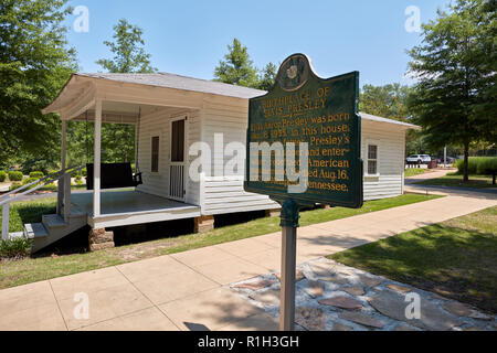 Luogo di nascita di Elvis Presley, il Re del Rock and Roll, in Tupelo, Mississippi Foto Stock