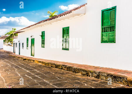 Colorate strade di Barichara Santander in Colombia Sud America Foto Stock