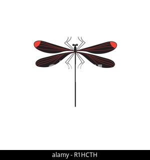 Simbolo del vettore di libellula isolato segno su sfondo bianco Illustrazione Vettoriale