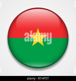 Bandiera del Burkina Faso. Round badge lucida Illustrazione Vettoriale