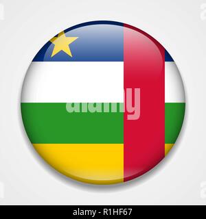 Bandiera della Repubblica Centrafricana. Round badge lucida Illustrazione Vettoriale