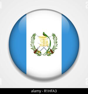 Bandiera del Guatemala. Round badge lucida Illustrazione Vettoriale