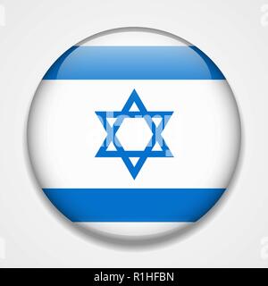 Bandiera di Israele. Round badge lucida Illustrazione Vettoriale