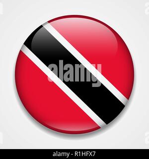 Bandiera di Trinidad e Tobago. Round badge lucida Illustrazione Vettoriale