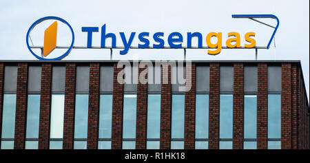 Dortmund, Germania, Ottobre 20, 2018: il logo e l' iscrizione di Thyssen divisione gas su di un alto edificio di Dortmund Foto Stock