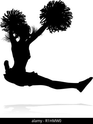 Cheerleader pom pom Silhouette Illustrazione Vettoriale