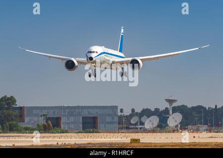 El Al Boeing Dreamliner 787-9 fotografati a Ben-Gurion Airport, Israele Foto Stock
