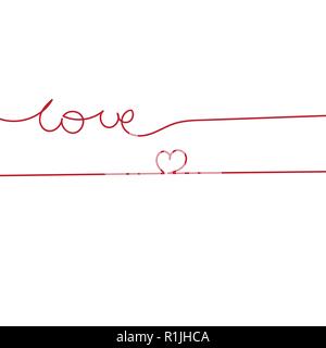 Linea continua cuore disegno. Design minimalista. Illustrazione Vettoriale