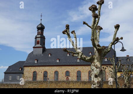 Marienchurch Rockenberg, ex chiesa del Marienschloß abbazia, ora prigione di Hesse, Rockenberg, Wetterau, Hesse, Germania Foto Stock