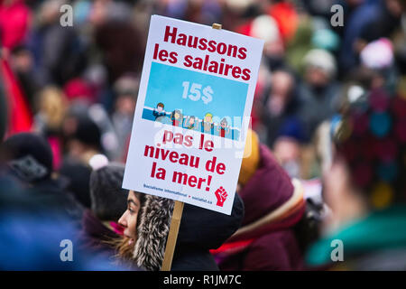 Montreal, Canada.10 Novembre,2018.Montrealers partecipano in un clima marzo per l'ambiente.Credit:Mario Beauregard/ALamy Live News Foto Stock