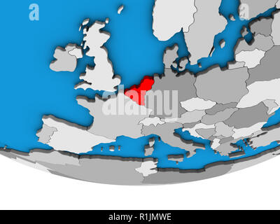 Unione Benelux sulla politica semplice globo 3D. 3D'illustrazione. Foto Stock