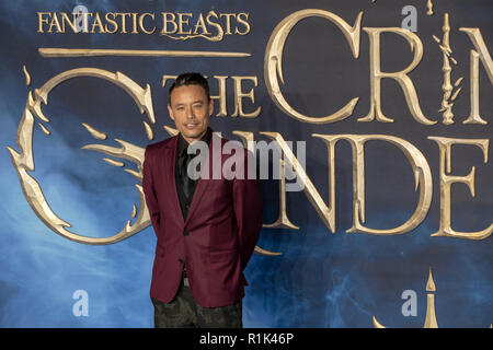 Londra, 13 Nov 2018. Simon Wan assiste la premiere del film "bestie fantastica: i crimini di Grindelwald' nel quadrato di Leicester il 13 novembre 2018 in Inghilterra.© Jason Richardson / Alamy Live News Foto Stock