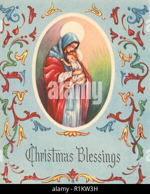 Vintage Natale carta illustrata la progettazione Foto Stock