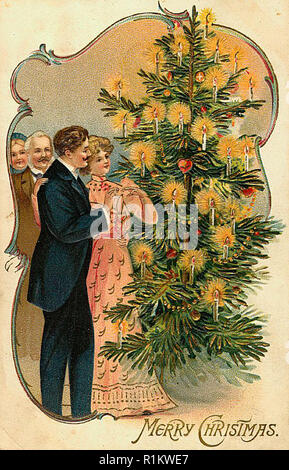 Vintage Natale carta illustrata la progettazione Foto Stock