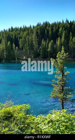 Il Lago di Carezza Lago di Carezza (), un bellissimo lago nelle Dolomiti, Trentino Alto Adige, Italia Foto Stock