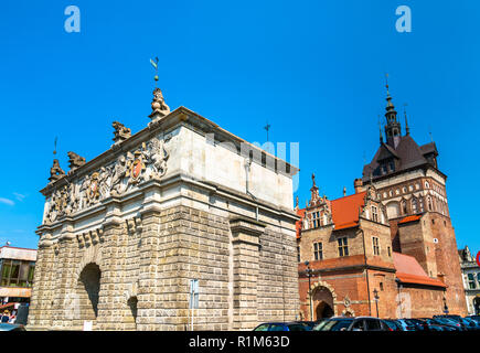 Altopiano di Gate e la torre della prigione di Danzica, Polonia Foto Stock