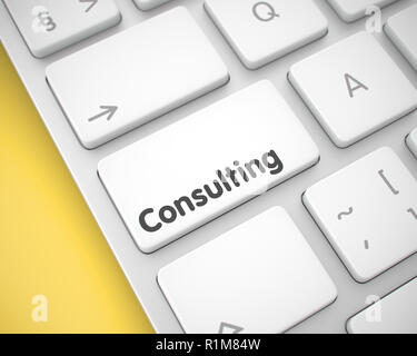 Consulting - Messaggio su bianco pulsante Tastiera. 3D. Foto Stock