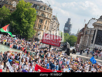 100 000 persone hanno dimostrato contro la visita di Donal Trump AL REGNO UNITO, Londra 13 Luglio 2018 Foto Stock