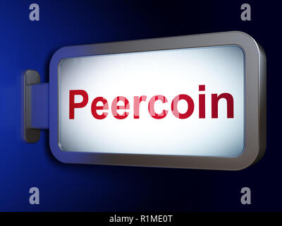 Concetto Blockchain: Peercoin su sfondo tramite Affissioni Foto Stock