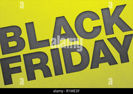 Venerdì nero poster. Trama della carta. Il design del materiale Foto Stock