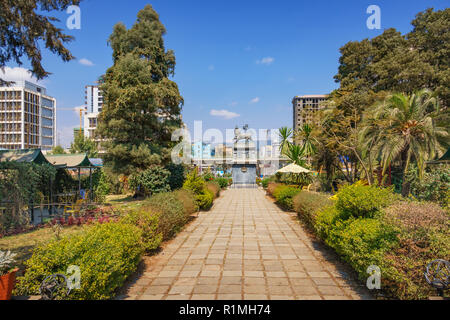 Monumento del Leone di Giuda ad Addis Abeba in Etiopia Foto Stock