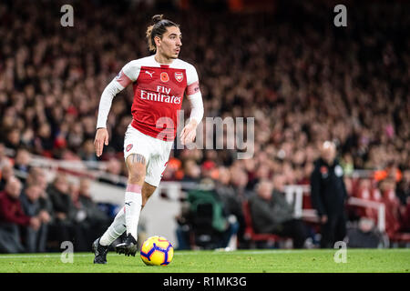 Londra, Inghilterra - 11 novembre: Héctor Bellerín di Arsenal durante il match di Premier League tra l'Arsenal FC e Wolverhampton Wanderers all'Emirates Stadium il 11 novembre 2018 a Londra, Regno Unito. (MB Media) Foto Stock