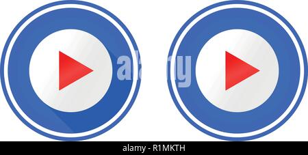 Play round flat icona, l'icona dell'interfaccia utente Illustrazione Vettoriale