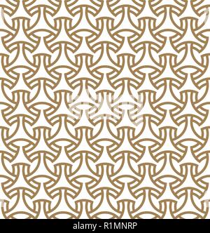 Seamless pattern in golden media linee.basato su arabo di disegni geometrici. Illustrazione Vettoriale