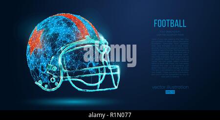 Abstract Il football americano casco da particelle, linee e triangoli su sfondo blu. Rugby. Tutti gli elementi su un strati separati, il colore può essere cambiato in qualsiasi altro con un solo clic. Illustrazione Vettoriale Illustrazione Vettoriale
