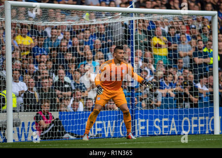 Londra, Inghilterra - 15 settembre: Neil Etheridge di Cardiff City durante il match di Premier League tra Chelsea FC e Cardiff City a Stamford Bridge il 15 settembre 2018 a Londra, Regno Unito. (MB Media) Foto Stock