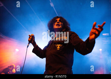 Killing Joke (vocallist Jaz Coleman) live performance in Newcastle 4 novembre 2018 in Northumbria Institute Foto Stock