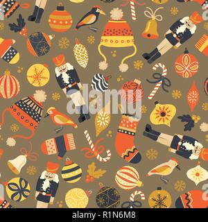 Natale vettore seamless sfondo vintage Illustrazione Vettoriale