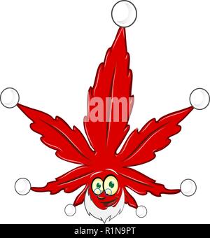 La marijuana mascotte di natale isolato su sfondo bianco Illustrazione Vettoriale