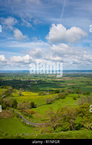 Picco Coaley viewpoint vista sul Severn Vale dal Cotswold scarpata vicino Nympsfield, Gloucestershire, Regno Unito Foto Stock