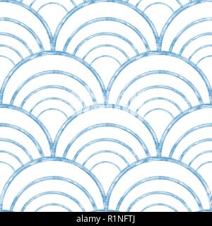 Onda Blu seamless pattern. Texture grunge Foto Stock