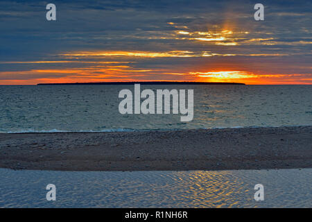 Tramonto sulla baia di Agawa, Lago Superior parco provinciale, Ontario, Canada Foto Stock