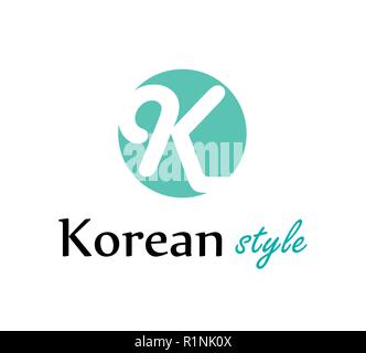 Logo per il Coreano negozio di moda o di un sito web in stile design. Illustrazione di vettore isolato su bianco. Illustrazione Vettoriale