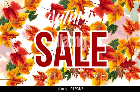 Elegante banner con vendita autunnale Illustrazione Vettoriale