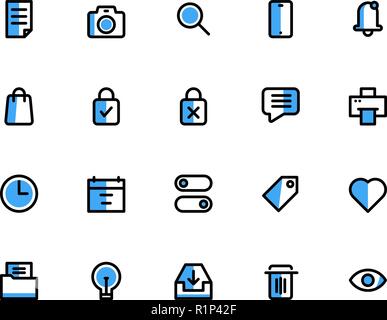 Interfaccia utente Icona Set riempito di vettore di linea Illustrazione Vettoriale