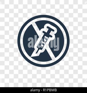 Non la droga icona vettore isolato su sfondo trasparente, non la droga trasparenza concetto del logo Illustrazione Vettoriale