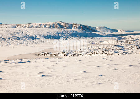 Lo splendido paesaggio in inverno la neve Islanda Foto Stock